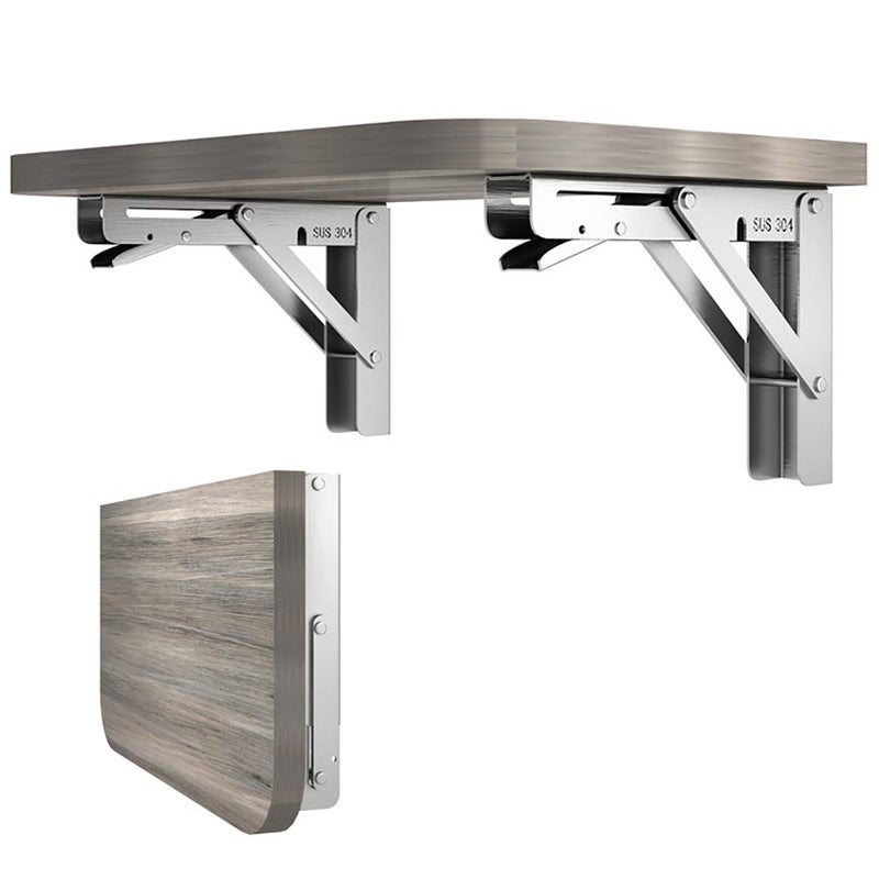 NObranded 2PCS 10 Inch Length Stainless Steel Triangle Folding Angle Bracket Adjustable Wall Mounted Durable Bearing Shelf Bracket DIY Home Table Bench - Image 1